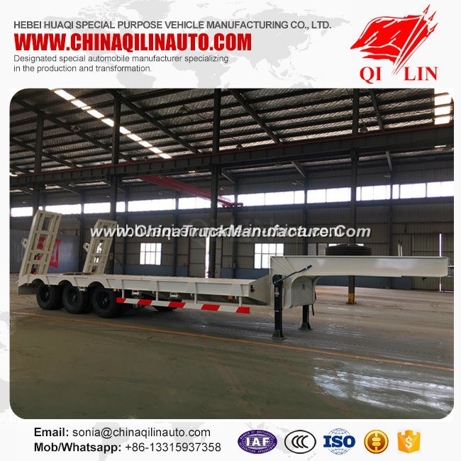 High Quality Low Bed Semi Trailer with Hydraulic Ladder