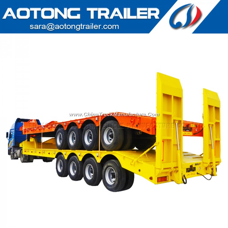4 Axles 80tons Hydraulic Low Bed Semi Truck Trailer