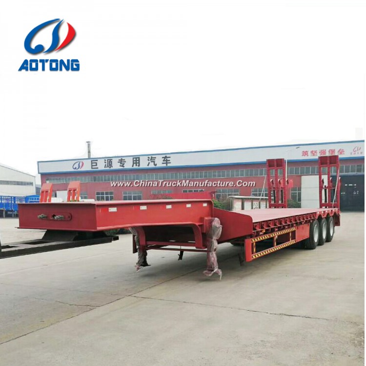 Double Axle 3 Axles Used Low Bed Semi Truck Trailer