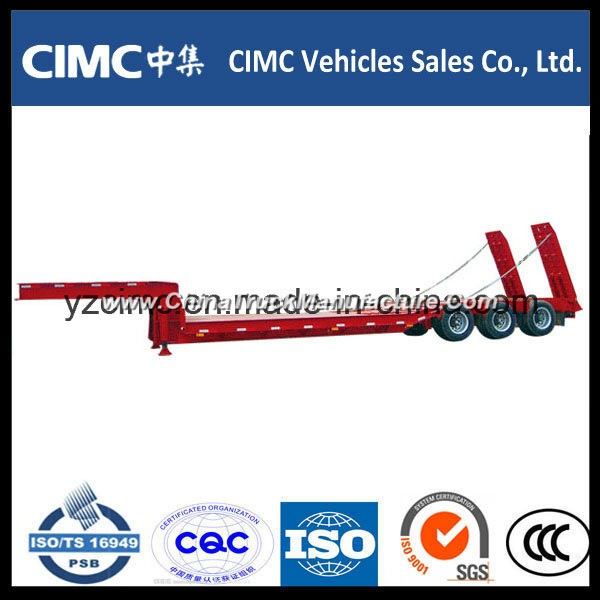 Cimc Factory Tri-Axle 50t Hydraulic Low Bed Trailer