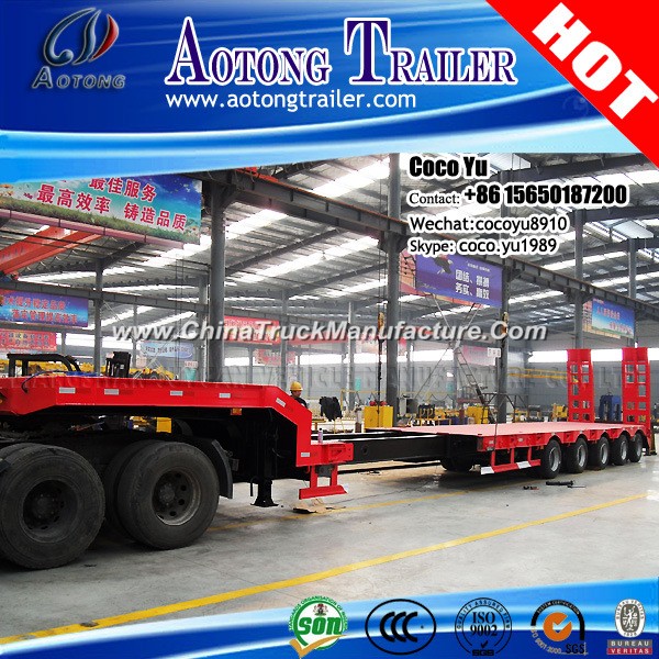 Extendable 5 Steering Axles Low Bed Trailer with Lifting Axis