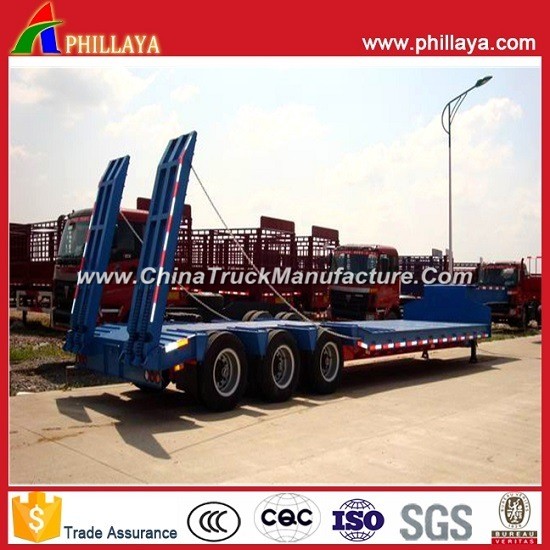 30-80 Tons Cargo Semi Truck Low Bed Utility Trailer with Low Deck