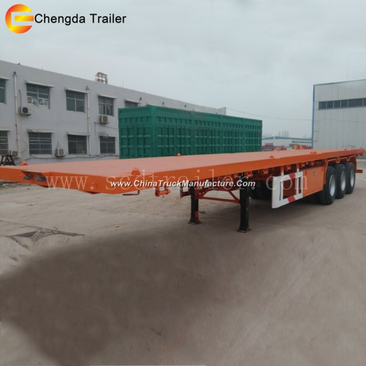 Tri-Axle 20FT40FT Flatbed Shipping Container Cargo Semi Truck Trailer for Sale