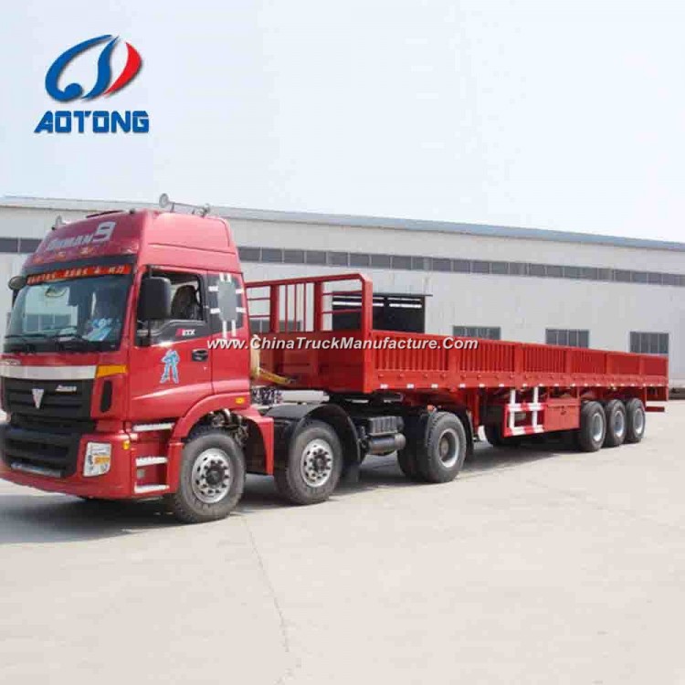 50tons 3axle Flatbed Cargo Semi/Truck Trailers with Side Wall