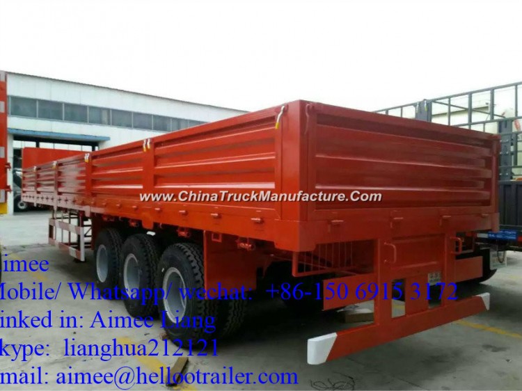 Chinese 40 Feet Sidewall Cargo Box Truck Trailer Tri-Axle Cargo Semi Trailer