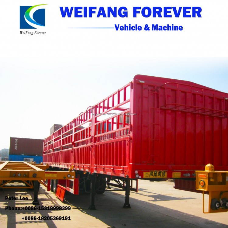 35t Fence Cargo Truck Stake Truck Trailer with 3 Axles for Cargo Transportation