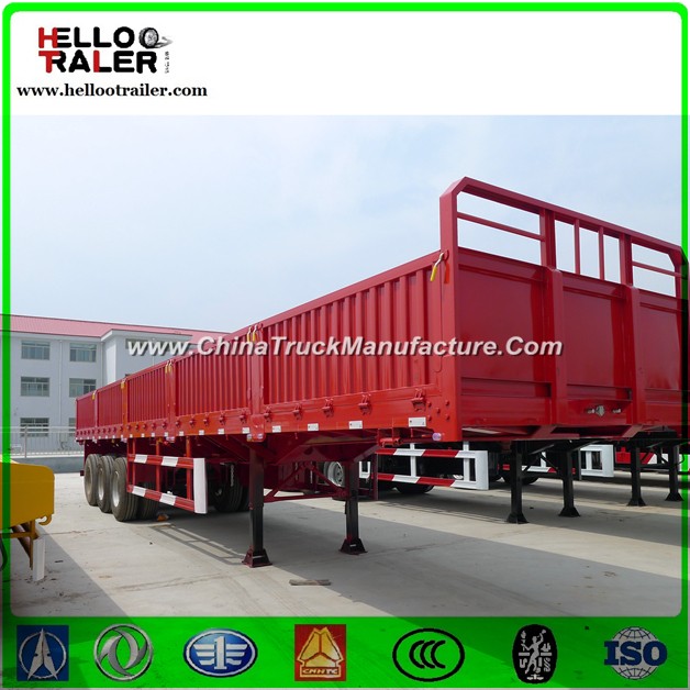 50 Ton Tri-Axle Flatbed Side Wall Cargo Lorry Semi Trailer for Sale