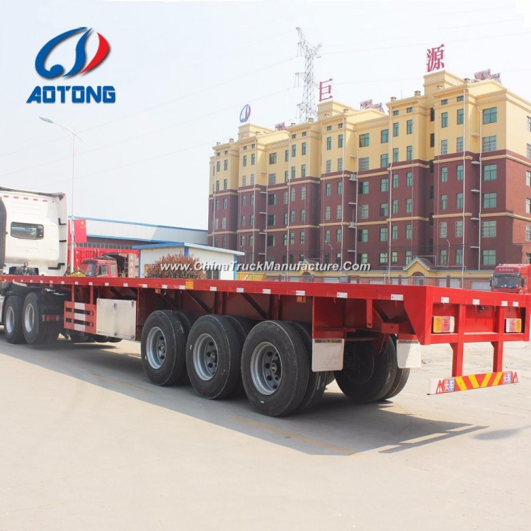 China Manufacture 3 Axle 40FT Flat Bed Container Semi Trailers