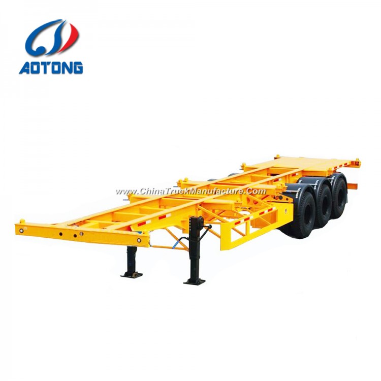 Aotong 3 Axle Terminal Port Skeleton Container Truck Trailers Manufacturers