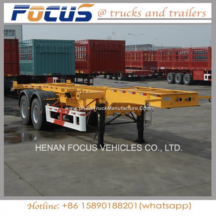 Tri Axles Logistics Skeleton Truck Container Trailer with Loading Platform