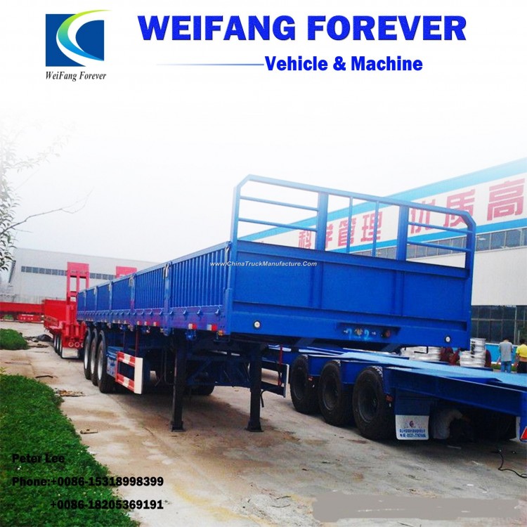 Side Wall 3 Axles 30t-60t Fence Cargo Trailer Removable Container Cargo Transport Truck Semi Trailer