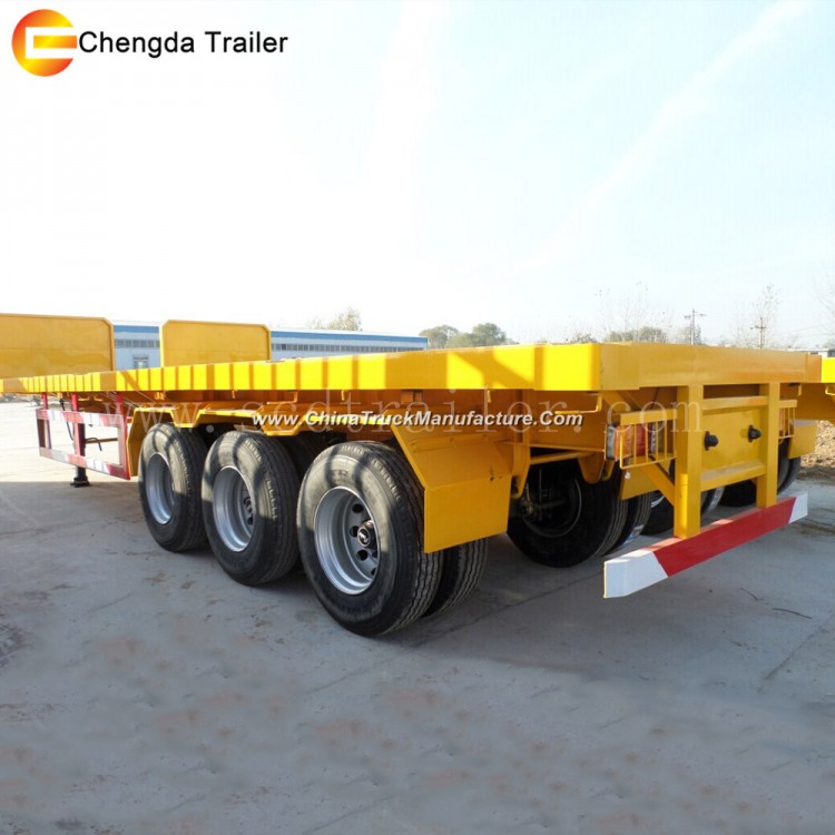 Tri-Axles 40FT Flatbed Container Truck Trailer with Fuwa Axles