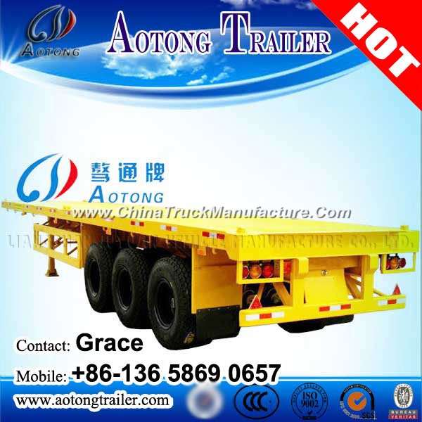 China Manufacturer Tri-Axle 40FT 20FT Shipping Container Chassis Flatbed Semi Trailer on Sale