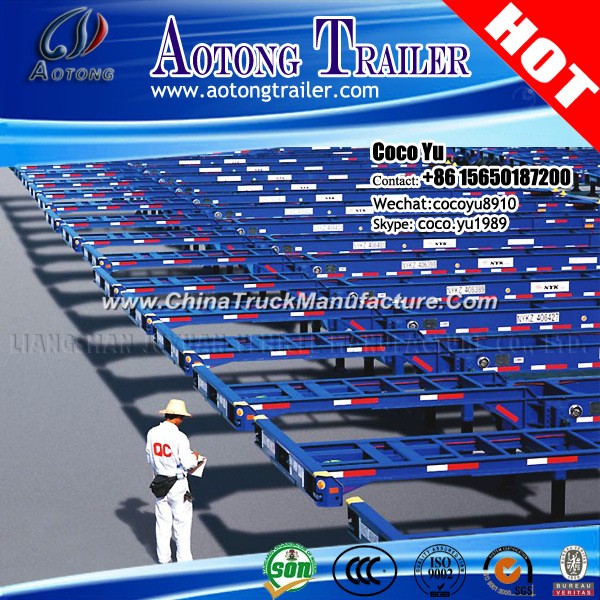 Aotong 3 Axles 40′ Shipping Port Container Chassis Semi Trailer