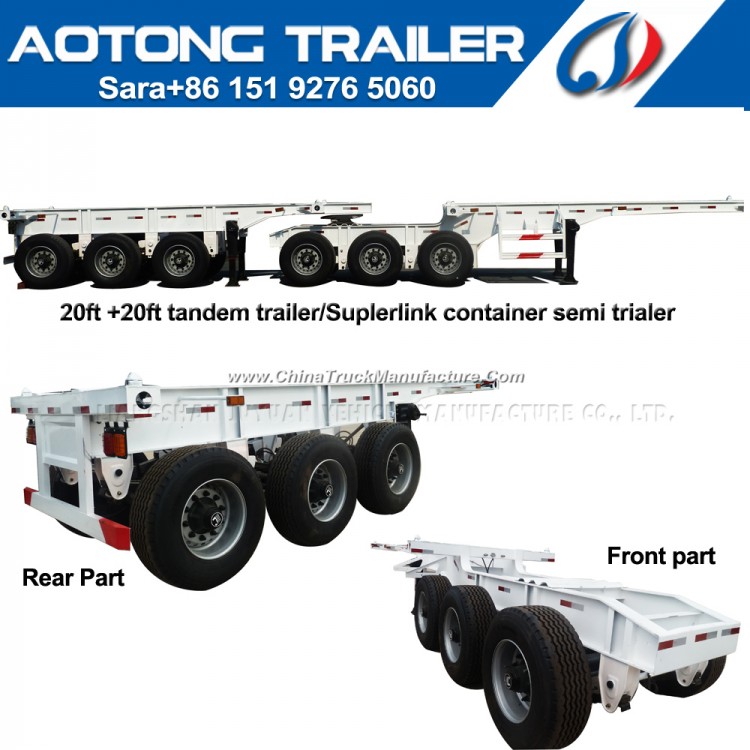 Madagascar 20-40FT Tandem Trailer Interlink Container Chassis Semi Trailer