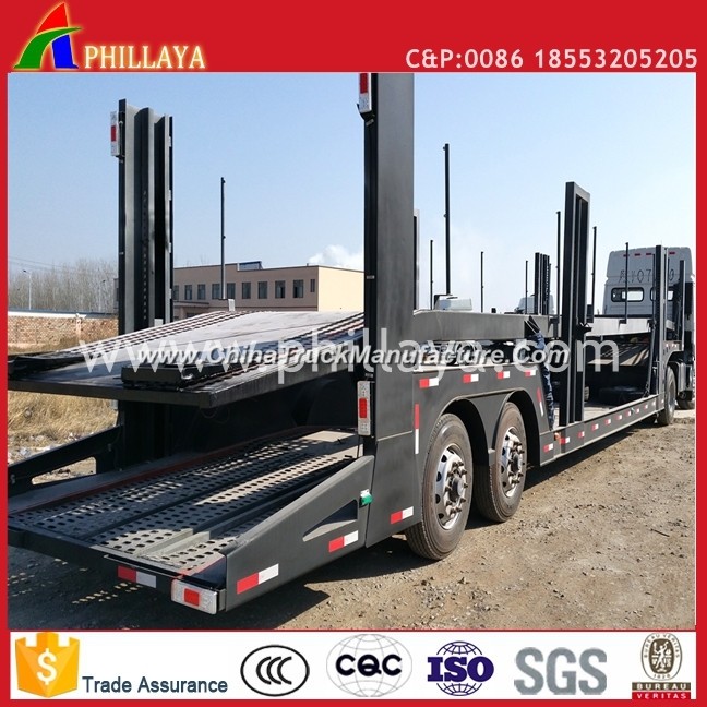 Auto Vehicle Hydraulic 6 SUV Hauler Semi Chassis 8 Car Carrier Trailer