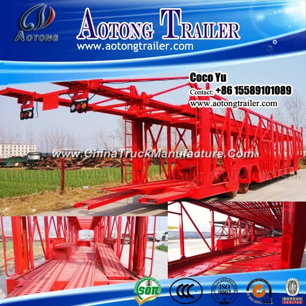 2 Axles Tires Transporting Car Carrier Semi-Trailer for Iran