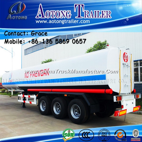 Aotong Tanker Tri Axle Oil Fuel Tank Semi Trailer 45000 Liters Fuel Tanker Trailer for Sale