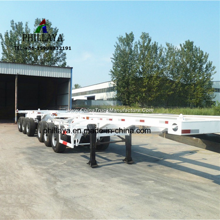 Double Towing Container Transport Chassis Skeleton Truck Trailer
