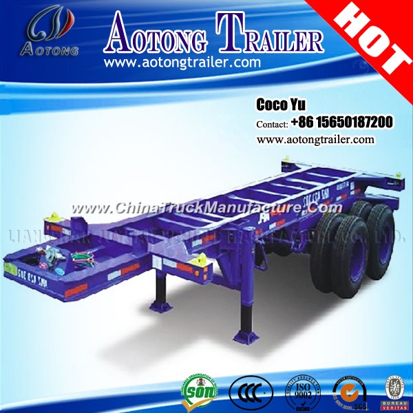 2 Axles 30tons 20′ Skeleton Container Trailer Chassis