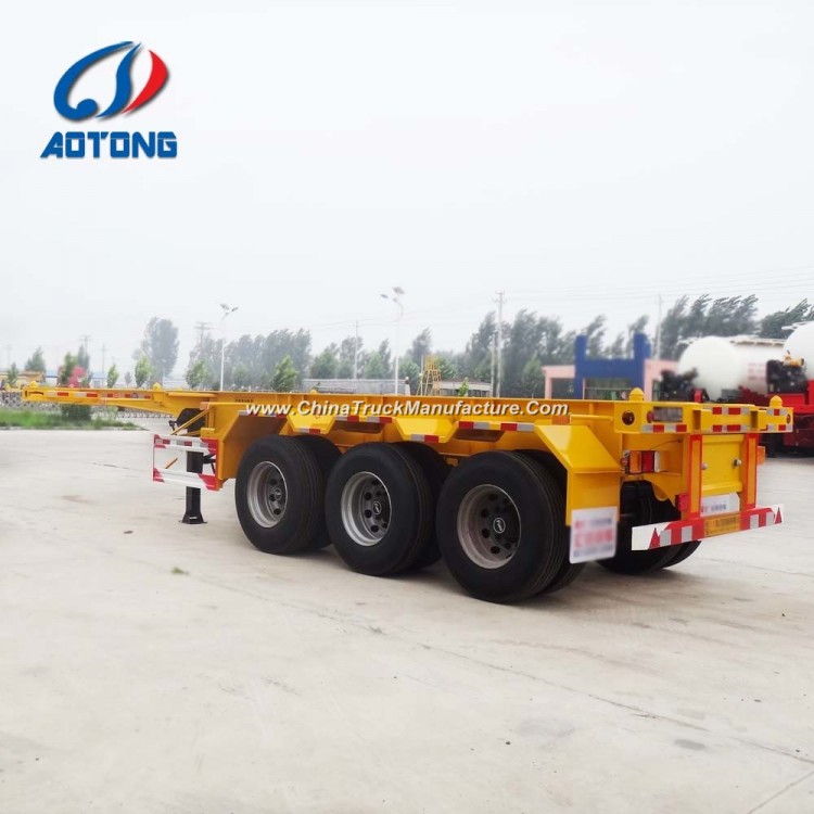 Aotong 20FT/40FT Skeleton Container Semi Trailer/Container Chassis for Sale