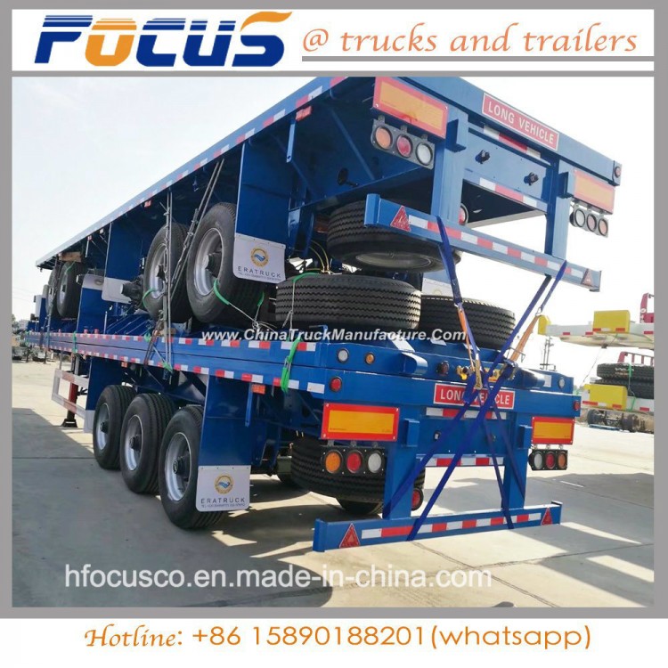 Tri-Axles Flat Bed Semi Trailer for 40FT Container