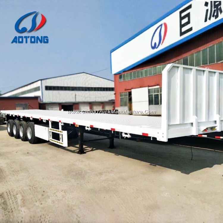 China Aotong 4axle Flat Bed Container Semi Trailers for Sale