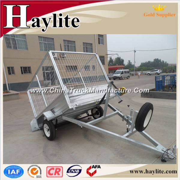 Single Axle 7X5 Used Trailer Tipping Box Trailer with Cage From China Manufacture