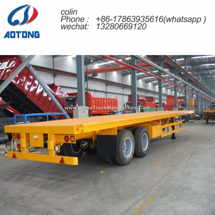 China 40FT Tri Axle Flatbed Semi Trailer for Container Transportation