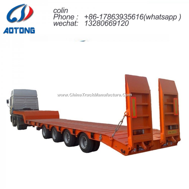 3 Axles 60tons Low Flat Bed Truck Trailer for Sale