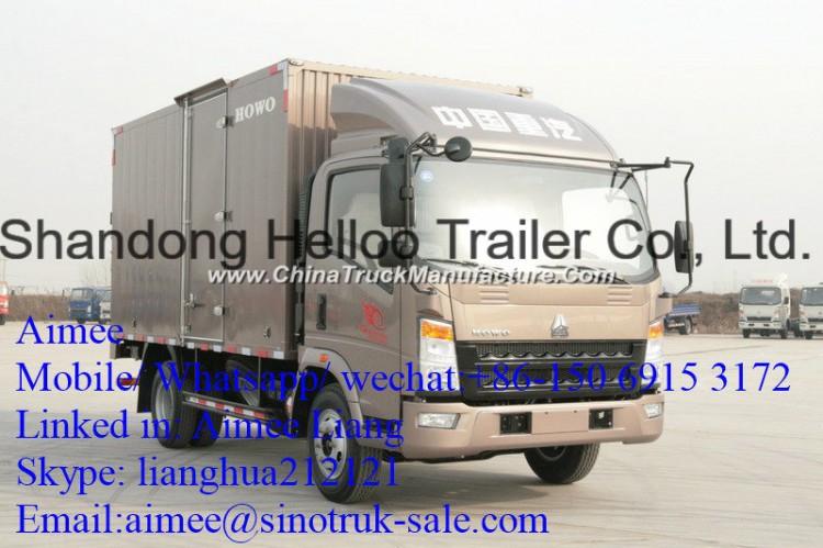 Sinotruk 4X2 Light Van Truck Euro 2 Diesel Engine HOWO Van Box Truck