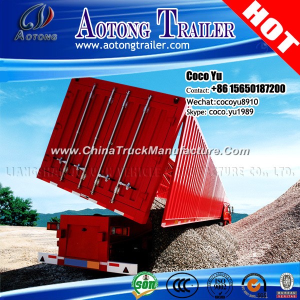 3 Axles Sand Transporting Hydraulic Dumper Side Tipping Trailer Truck