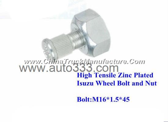 High Tensile Zinc Plated Isuzu Wheel Bolt and Nut