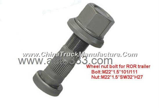 Wheel nut bolt for ROR trailer