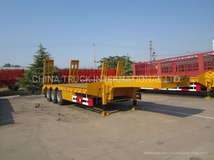 China Lowboy Lowbed 3 Axle 80 Ton Heavy Duty Gooseneck Semi Trailers for Excavator Transport