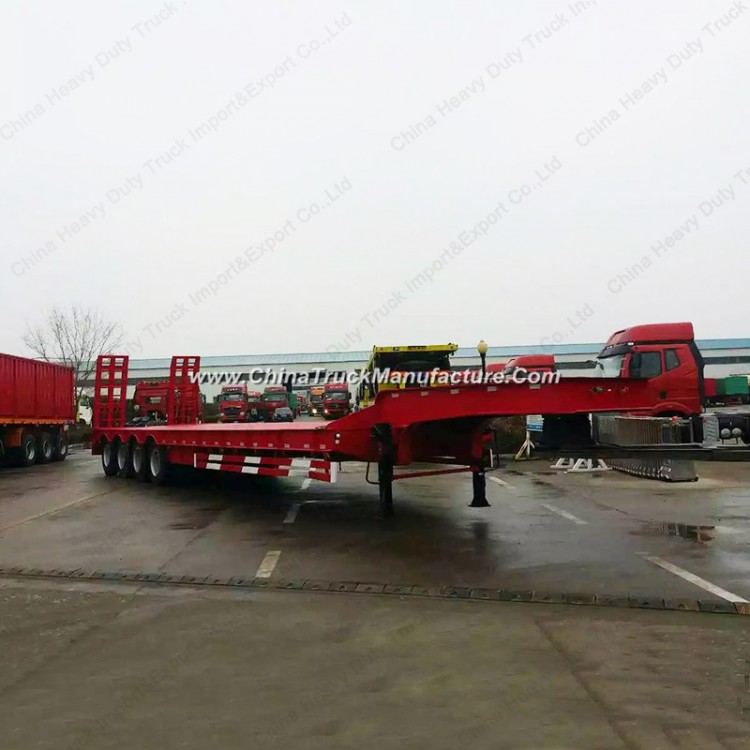 80tons 4 Axles Low Flatbed Semi Trailer Truck