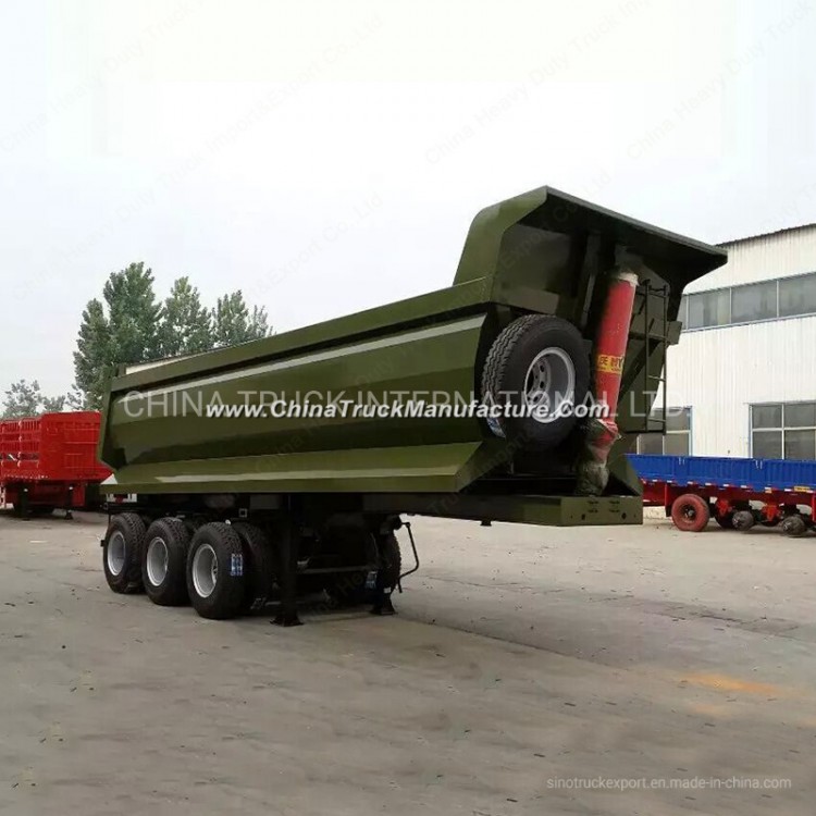 Green Color Hyva Hydraulic Cylinder Bulk Cargo Transportation 3 Axle Tipper Semi Trailer Price