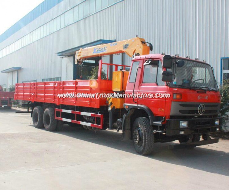 Dongfeng 6X4 Flatbed Truck with 10 Ton Crane Telescopic Boom 12 Ton Truck Mounted Crane