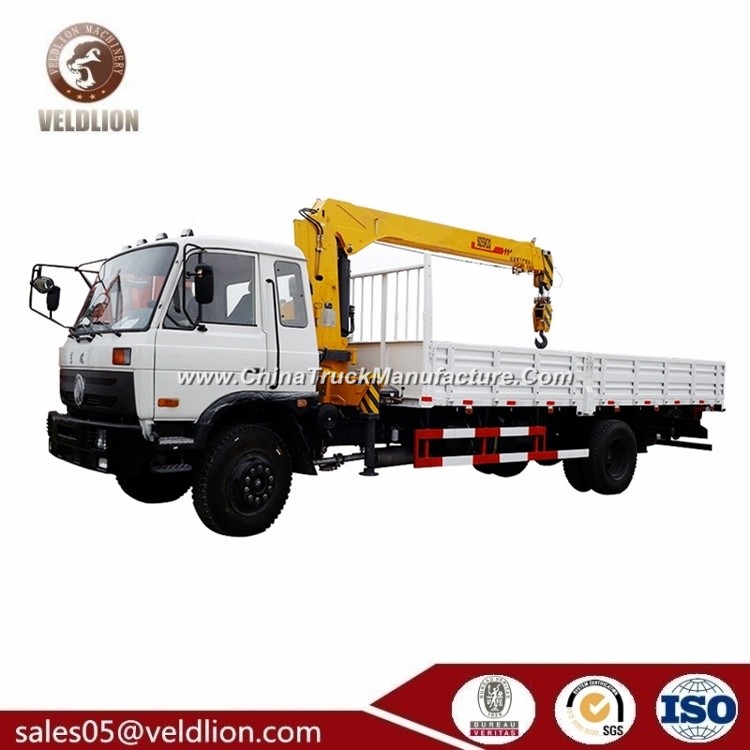 Dongfeng 4X2 Dump Truck with Crane, 8 Ton Truck Mounted with Crane, Telescoping Boom Mobile Crane, T