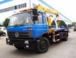 Dongfeng Right Hand Drive Flatbed Tow Truck with Crane for Sale