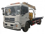 Good Quality Dongfeng 6 Ton Wrecker Towing Truck Flat Bed Wrecker Truck with Crane