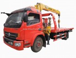 Dongfeng 4X2 Rhd 4 Tons Sliding Rotator Flatbed Wrecker Tow Truck with Crane