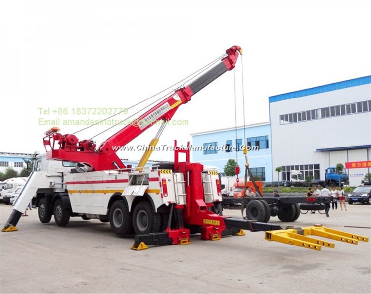 Sinotruk HOWO 8X4 Heavy Duty 60-100t Tow Truck Under Lift Boom 360 Degree Rotation Wrecker Towing Tr