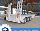 Tri-Axle 50tons 60t Low Bed Semi Trailer Lowboy Flatbed Trailer with Hydraulic Ramp