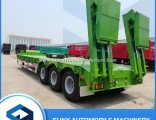 Heavy Duty 3 Axles 60tons Low Flat Bed Lowboy Semi Trailer with One Spare Wheel