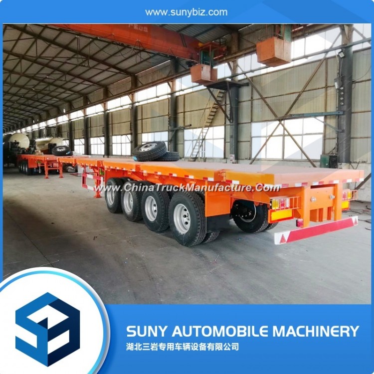 Factory 4 Axles 40 Tons 40FT Container Extendable Flat Bed Semi Trailer for Sale