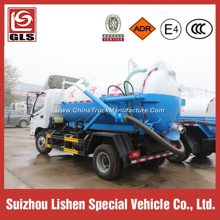 4X2 Foton 5-8 Ton/ 8000L Sewage Suction Tank Truck