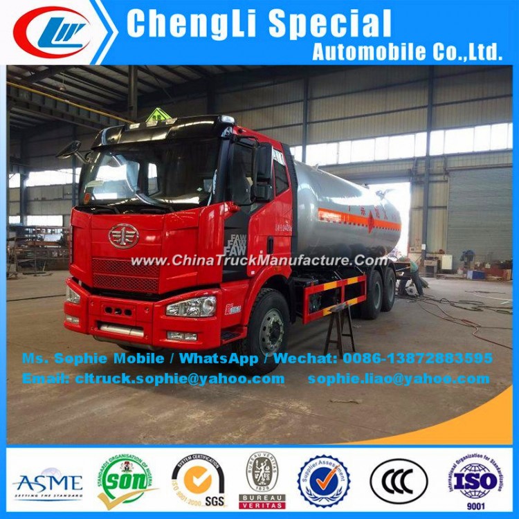 China Hotsales FAW 6X4 25cbm 10mt Gas Tanker Truck LPG Tank Toroidal Pressure Vessel Truck Car Gas T