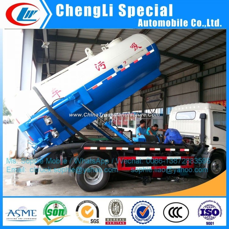 3cbm 5cbm 4X2 Dongfeng Vacuum Sewage Jetting Truck Sewage Suction Truck Vacuum Tank Truck