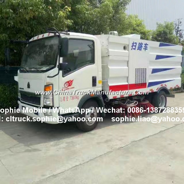 HOWO 4X2 Vacuum Road Sweeper Truck 4X2 Highway Airport Road Sweeping Truck 3m3 5m3 10m3